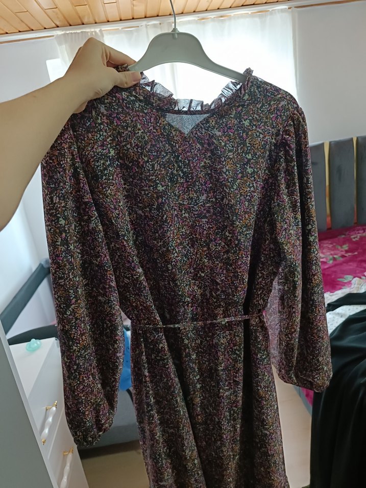 Çiçek Desenli Uzun Bohem Elbise - Görsel 2