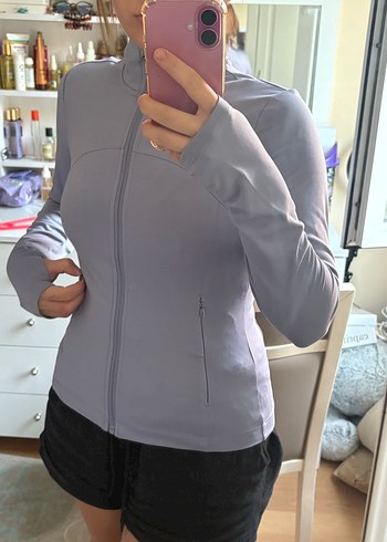 xs Beden h&m lila fermuarlı sporcu ceketi