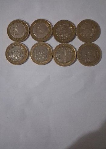 1 lira hatıra paraları 8 tane koleksiyonluk
