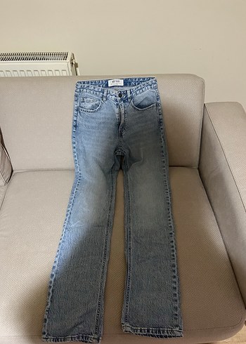 Gri Mavi Midi Boy Kadın Kot Pantolon