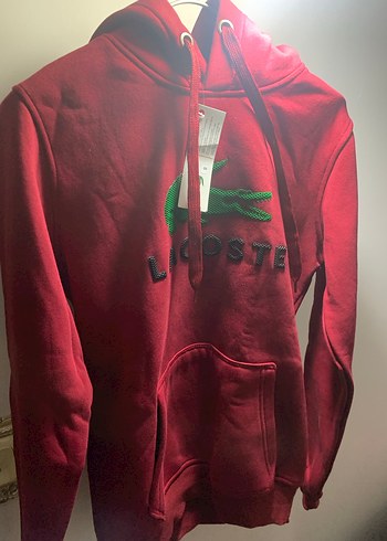Kırmızı Lacoste Kapüşonlu Sweatshirt - Görsel 3