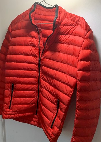 Kırmızı Şişme Mont, Fermuarlı, Normal Boy - Görsel 4