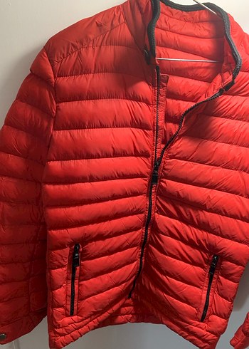 Kırmızı Şişme Mont, Fermuarlı, Normal Boy - Görsel 2