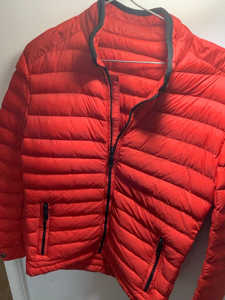 Kırmızı Şişme Mont, Fermuarlı, Normal Boy - Görsel 3