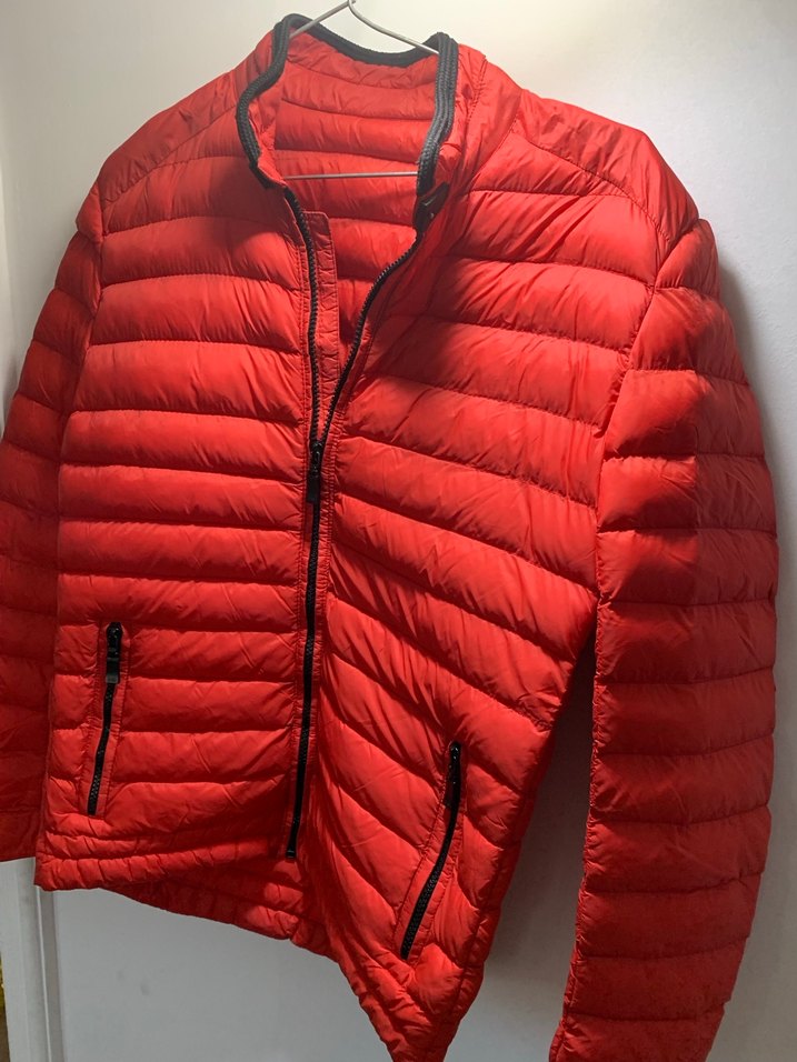 Kırmızı Şişme Mont, Fermuarlı, Normal Boy - Görsel 4