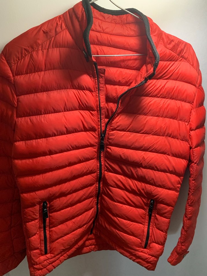 Kırmızı Şişme Mont, Fermuarlı, Normal Boy - Görsel 5