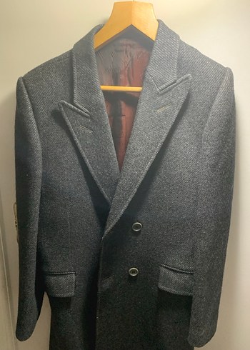 Gri Midi Yün Erkek Kaban - Görsel 4