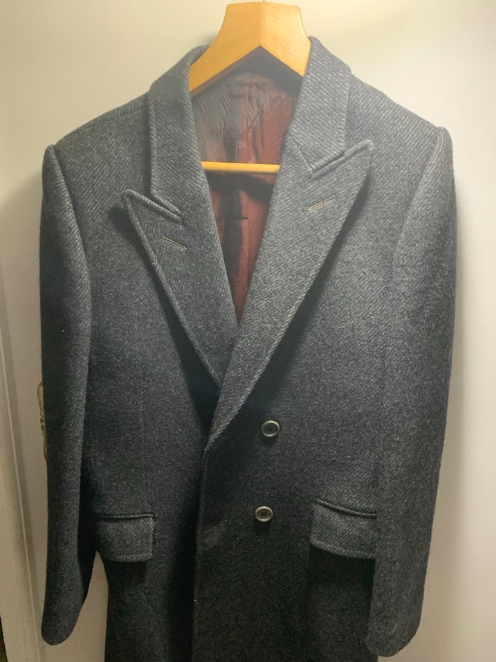 Gri Midi Yün Erkek Kaban - Görsel 4