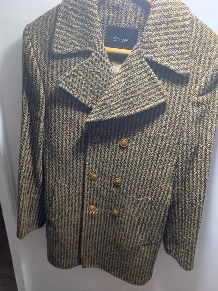 Kahverengi Yün Düğmeli Erkek Kaban - Görsel 4