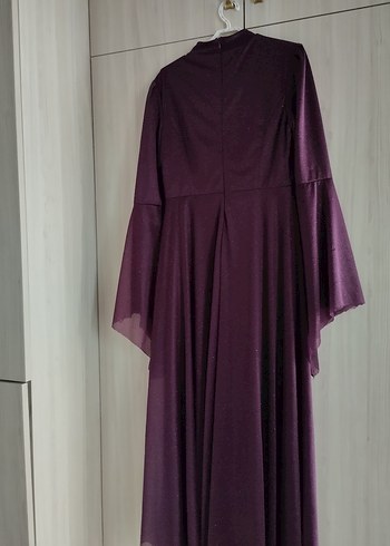 Diğer Mor Uzun Drapeli Gotik Abiye Elbise