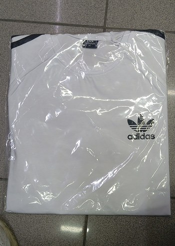 Beyaz Adidas Baskılı Erkek Tişört