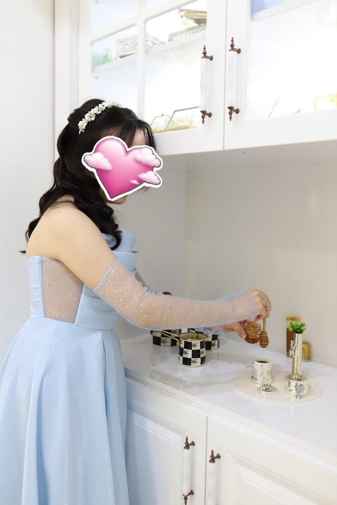 Mavi Drapeli Uzun Abiye Elbise - Görsel 3