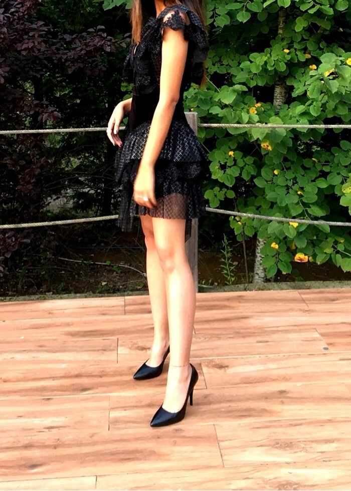 Siyah Dantel detaylı mini abiye ( tuvanam) - Görsel 4