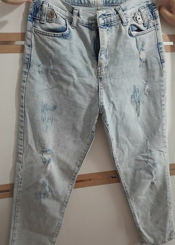 Gri Renkli Kadın Salaş Denim Pantolon