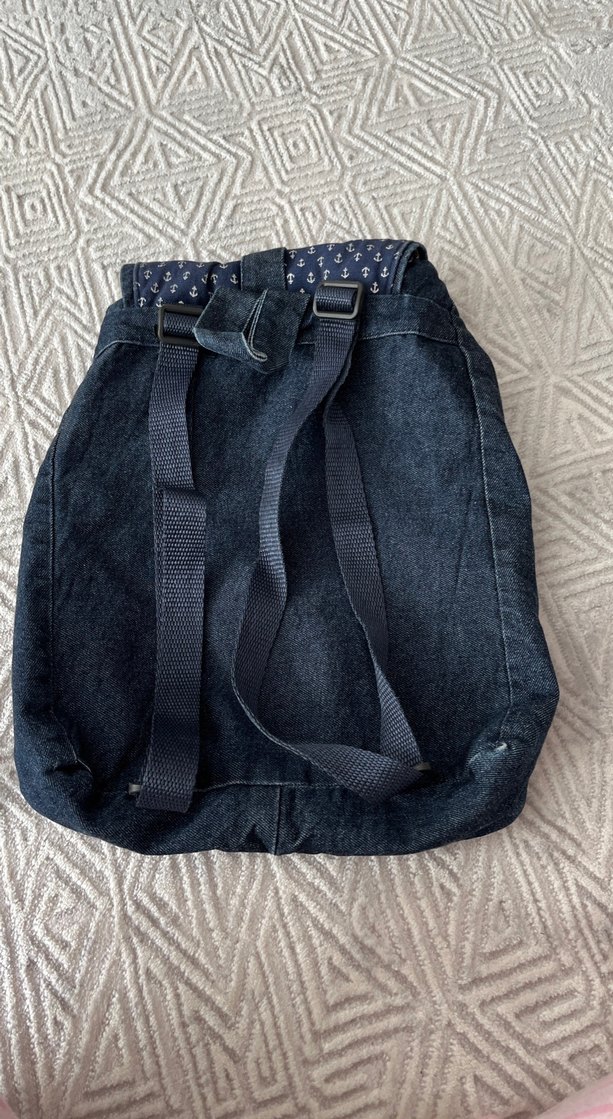 Kadın Kot Sırt Çantası - Baskılı, Fermuarlı - Görsel 2