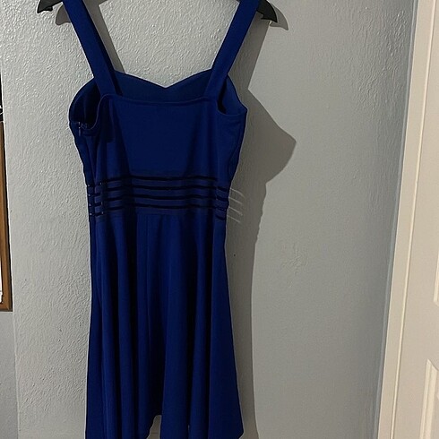 Yandan Fermuarlı Parlament Mavisi Elbise - Görsel 2