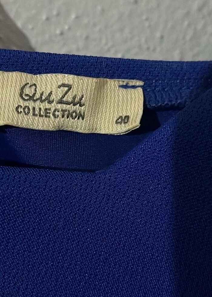 Yandan Fermuarlı Parlament Mavisi Elbise - Görsel 3