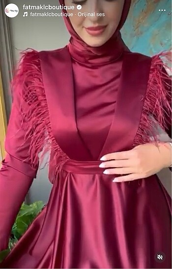 l Beden bordo Renk Abiye