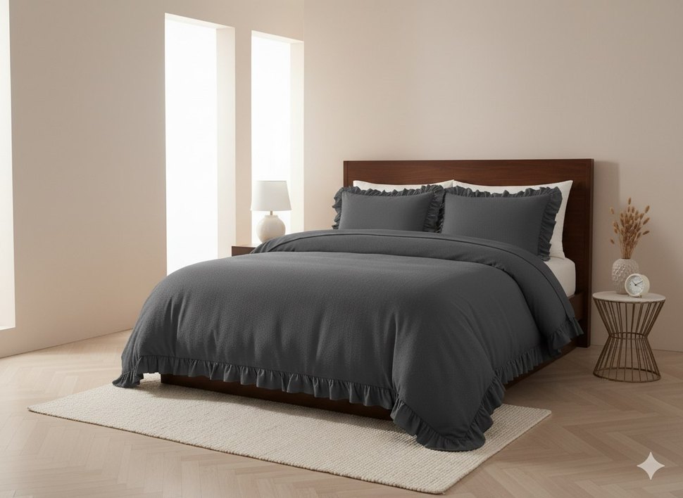 Yeşil Fırfırlı Nevresim Takımı - Görsel 3