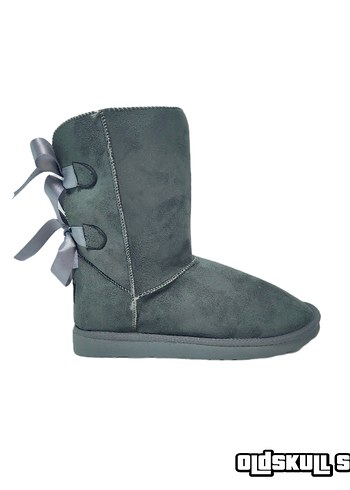 Ugg Gri Süet Kadın Botları Fiyonklu