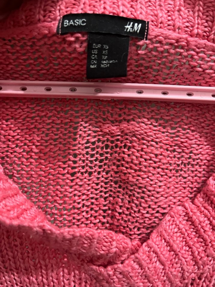 Pembe V Yaka Örgü Kadın Kazak - Görsel 2