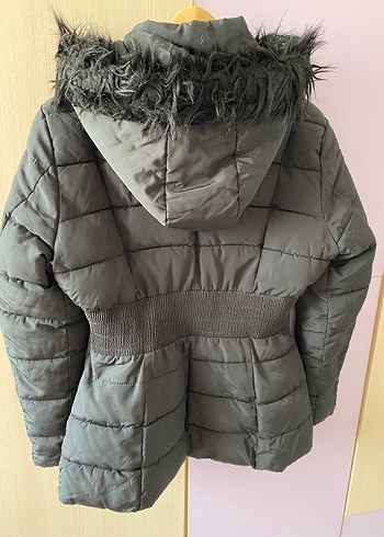 Siyah Kadın Suni Kürk Detaylı Midi Kışlık Mont - Görsel 2