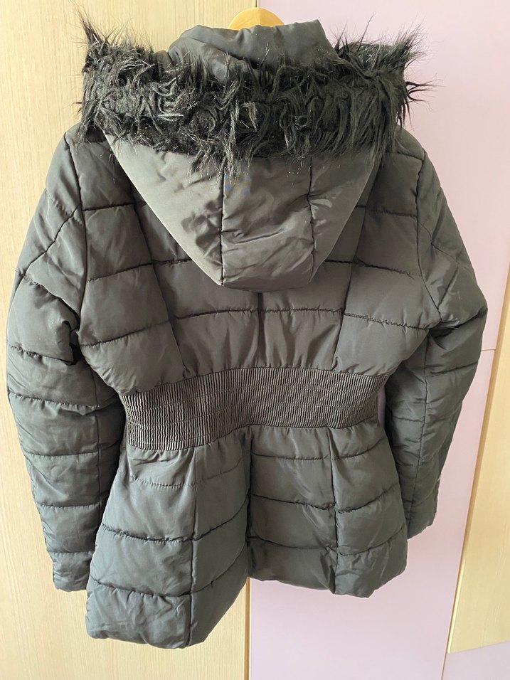 Siyah Kadın Suni Kürk Detaylı Midi Kışlık Mont - Görsel 2