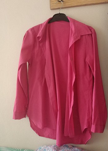 Pembe Drapeli Kadın Keten Gömlek