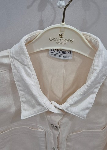 Beyaz Keten Kız Gömlek Uzun Kollu - Görsel 4