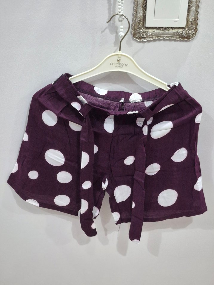 Mor Puantiyeli Kadın Mini Şort - Görsel 2