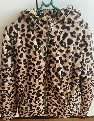 Addax Addax kapüşonlu leopar desen mont