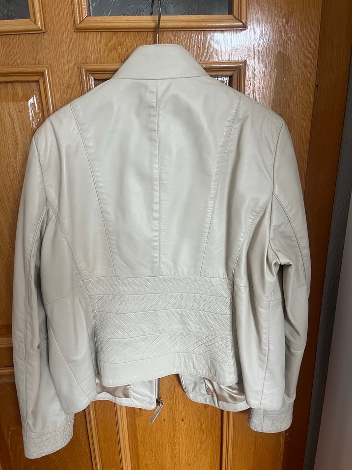 Bej Kadın Deri Ceket Fermuarlı - Görsel 4