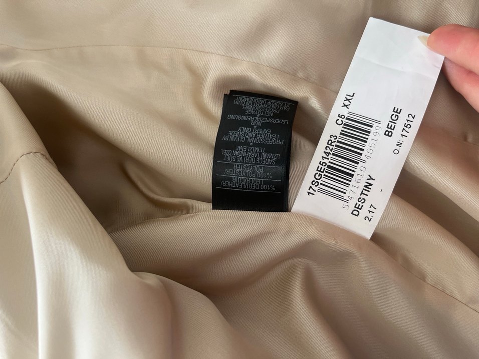 Bej Kadın Deri Ceket Fermuarlı - Görsel 5