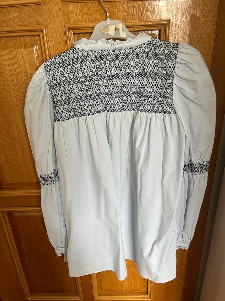 Nakışlı Bohem Uzun Kollu Keten Gömlek - Görsel 2