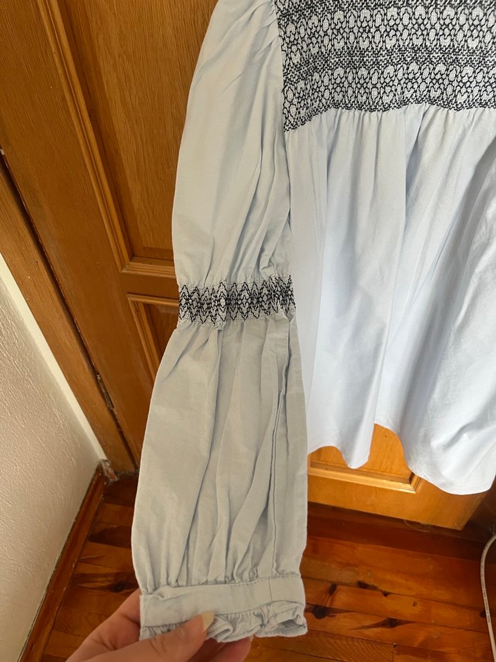 Nakışlı Bohem Uzun Kollu Keten Gömlek - Görsel 5