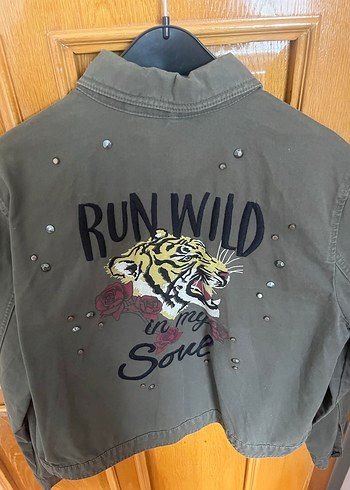 Mavi Düğmeli Haki Denim Kadın Ceket - Görsel 2