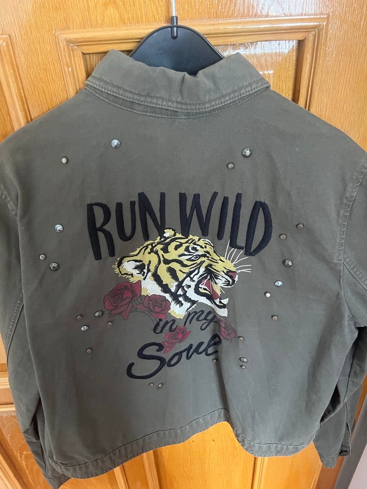 Mavi Düğmeli Haki Denim Kadın Ceket - Görsel 2