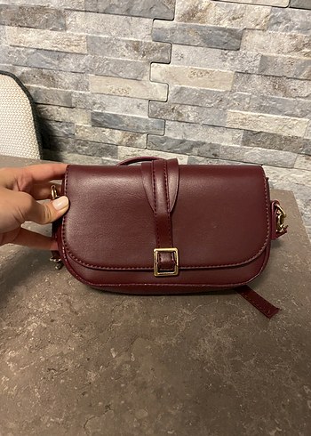 Trendyol & Milla Bordo Deri Tokalı Kadın Çanta