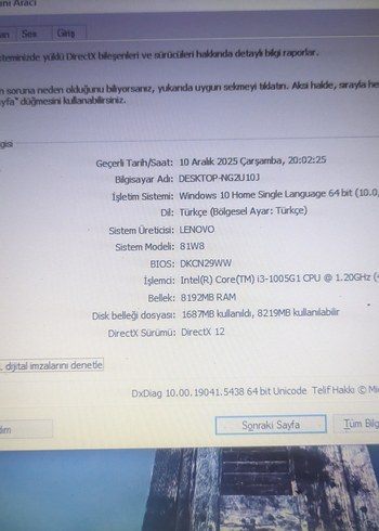 TEMİZ LENOVO IDEAPAD S145/İ3 10.NESİL/8GB DDR4/128GB M2SSD+320G - Görsel 10