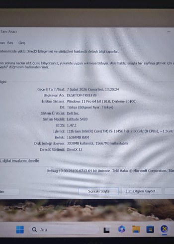 TEMİZ-SORUNSUZ DELL LATİTUDE 5420/İ5 11.NES/16GB/256GB M2 SSD - Görsel 8