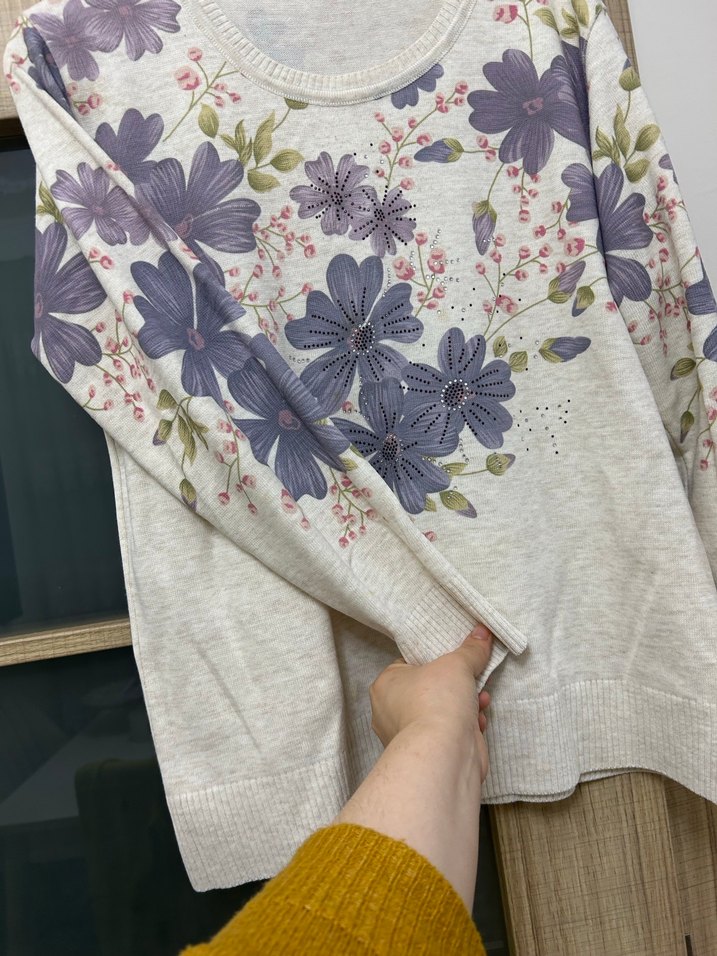 Bohem Çiçek Desenli Mor Kadın Sweatshirt - Görsel 2