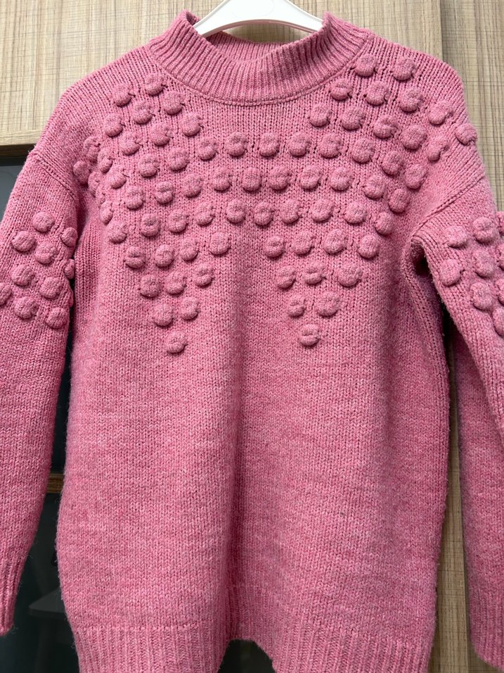 Pembe Kadın Örgü Triko Kazak - Görsel 3