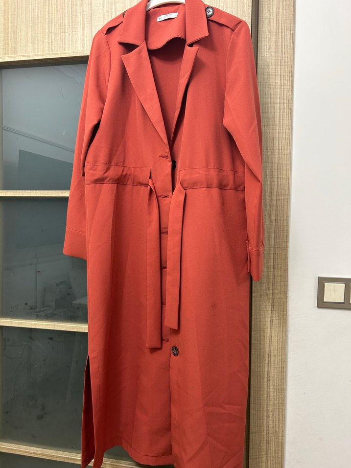 Kiremit Uzun Kadın Trençkot - Görsel 2