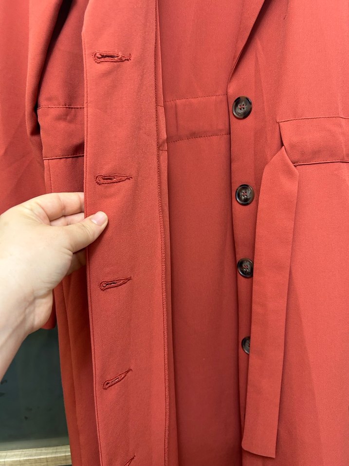 Kiremit Uzun Kadın Trençkot - Görsel 3