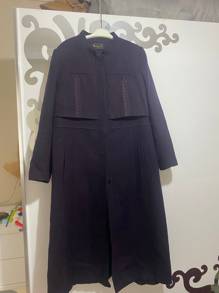 Mor Süet Kadın Uzun Kaban - Görsel 3