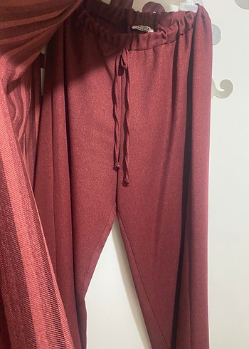 Bordo Çizgili Düğmeli Uzun Triko Elbise - Görsel 3