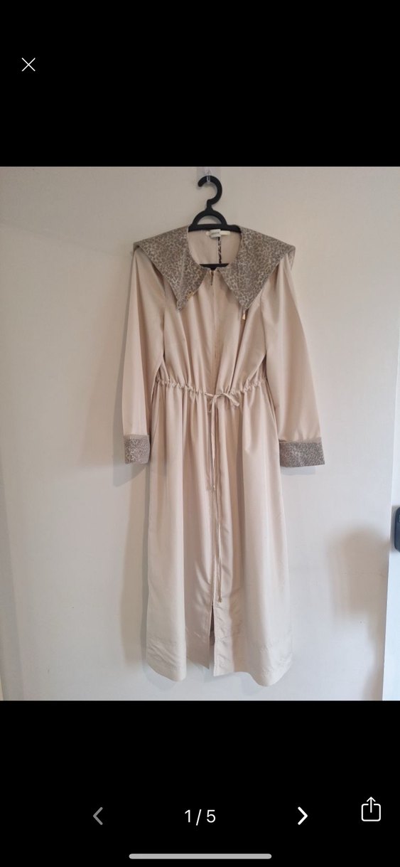 Bej Uzun Kadın Klasik Pardösü - Görsel 5