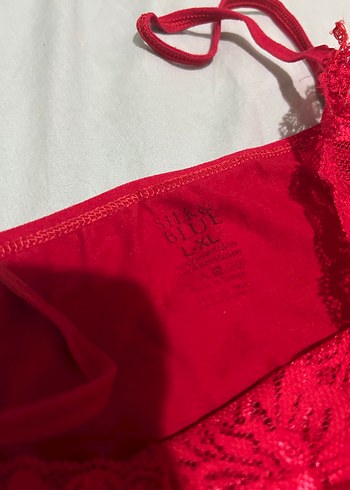 Nakışlı Kırmızı İnce Askılı Kadın Pijama Takımı - Görsel 3