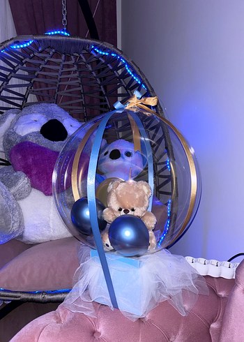 Mavi Kutuda Peluş Ayıcık ve Balonlar - Görsel 2