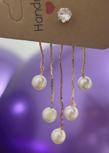 El Yapımı Boncuklu Beyaz Kadın Küpeler - Görsel 3